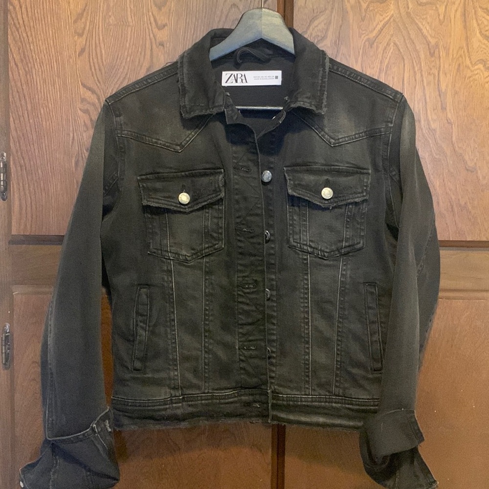 Women jacket Zara black denim size XS